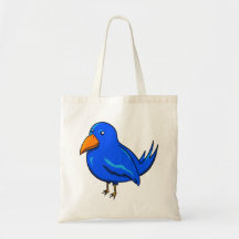 Blåtttecknadfågel Tote Bags