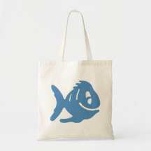 Blåtttecknadfisk Tote Bag