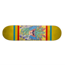 Blåttvingen Mardi Gras maskerar skateboarden