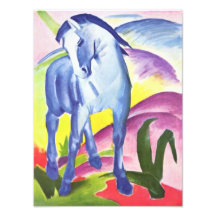 Blaues Pferd mig vid det Franz Marc fototrycket
