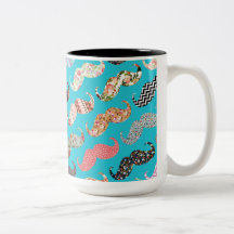 Blom- Aztec mustascher för rolig flickaktigt turko Mugg