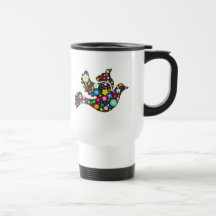 Blom- duva av blommor kaffe kopp