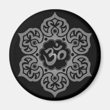 Blom- grå färg och svart Aum design Magnet För Kylskåp
