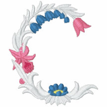 Blom- monogram broderade kvinna för C skjorta Broderad Pikétröja