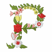 Blom- monogram broderade kvinna för P skjorta