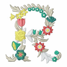 Blom- monogram broderade kvinna för R skjorta