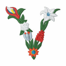 Blom- monogram broderade kvinna för V skjorta Broderad Pikétröja