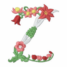 Blom- monogram broderade kvinna för Z skjorta för  Broderad Pikétröja