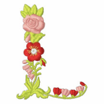 Blom- monogram broderade kvinnor skjorta för L