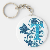 Blom- Monogram T för art nouveau Nyckel Ringar