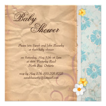 Blom- Scrapbook för vintage & gammal papper baby s Anpassningsbara Inbjudningskort