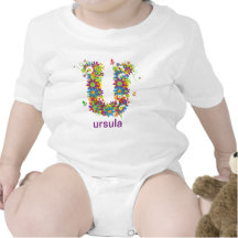 Blom- utslagsplats för alfabetnamnbaby (Monogram U Bodies