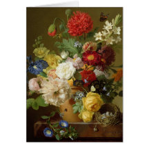 Blomma stilleben på en marmoravsats, 1800-01 hälsningskort