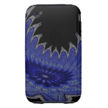 Blomma vingarblått tough iPhone 3 fodral