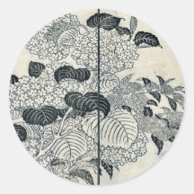 Blommar av vanlig hortensia vid Tachibana, Yasukun Klistermärke