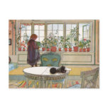 "Blommar på fönsterbrädan" vid Carl Larsson konst Vykort