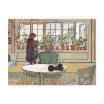 "Blommar på fönsterbrädan" vid Carl Larsson konst Vykort
