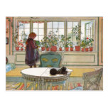 "Blommar på fönsterbrädan" vid Carl Larsson konst Vykort