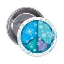 Blommig fredstecken pins
