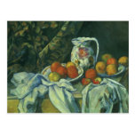 Blommig kanna för stillebenw-gardin vid Cezanne Vykort