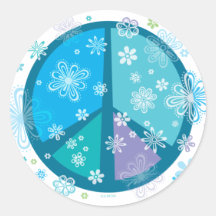 Blommiga fredsteckenklistermärkear
