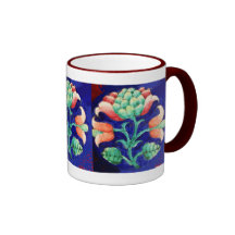 BLOMMIGT blåttrosagrönt Kaffe Muggar