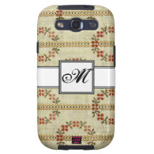 Blommigten Kor-syr broderimönster med monogramen Samsung Galaxy S3 Cases