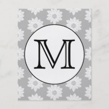 Blommönster svartvit beställnings- Monogram. Personliga Flygblad