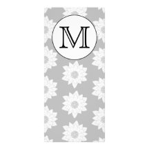 Blommönster svartvit beställnings- Monogram. Rackkort