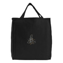Blommor broderad Monogram som en toto hänger lös Broderad Tygkasse