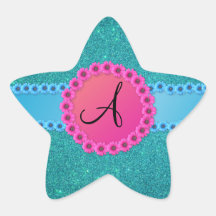 Blommor för rosor för Monogramturkosglitter Stjärnformade Klistermärken
