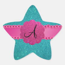 Blommor för rosor för Monogramturkosglitter Stjärnformade Klistermärken