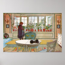 Blommor i fönstret boxas - Blomsterforstet Print