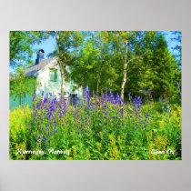 Blommor mot ett Vita hus i Norge Posters