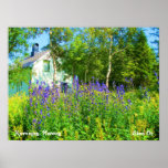 Blommor mot ett Vita hus i norge Posters