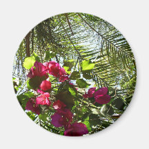 Blommor och palmträd kylskåpsnagnet