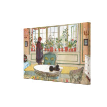 Blommor på fönsterbrädan av Carl Larsson Kanvasduk Med Gallerikvalitet