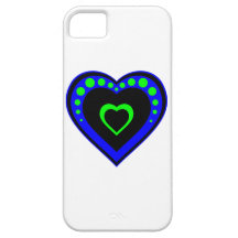 blue black and green heart iPhone 5 covers