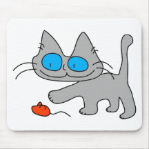 Blue Eyed Kitty Cat Playing Mousepads