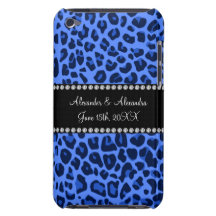 Blue leopard pattern wedding favors iPod Case-Mate case
