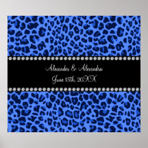 Blue leopard pattern wedding favors print