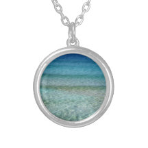 Blue Ocean Water Over White Sand Necklaces
