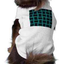 Blue-Outlined Black Square Pattern Dog T Shirt