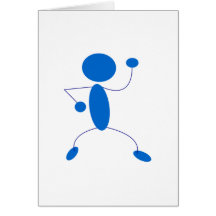 Blue Stick Figure Dancing Card