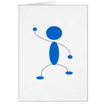 Blue Stick Figure Dancing Greeting Card