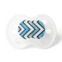 Blue white and black textured chevron pattern pacifiers