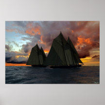 Bluenose på solnedgången print