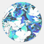 Blümchen in Blau Runde Aufkleber