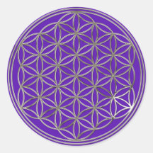 Blume des Lebens / Flower Of Life | silver violet Runder Aufkleber