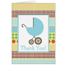 Boho pricker, & blåttvagnsbaby shower tackar dig hälsningskort